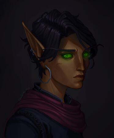 The first portrait I've done of my Sin'dorei character, Bellanorë Cinderweave